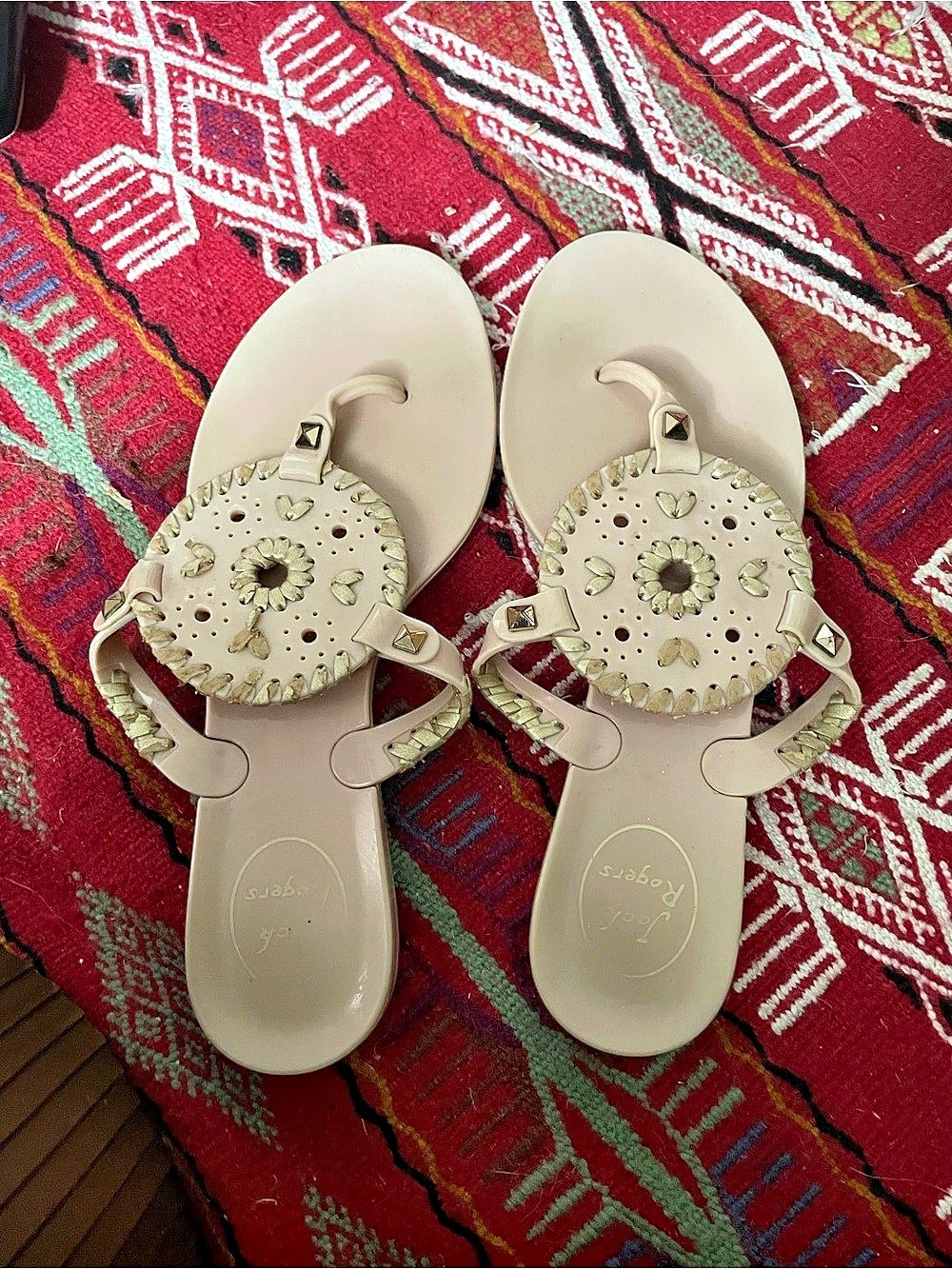 Jack Rogers Embellished Strappy Sandals in Cream